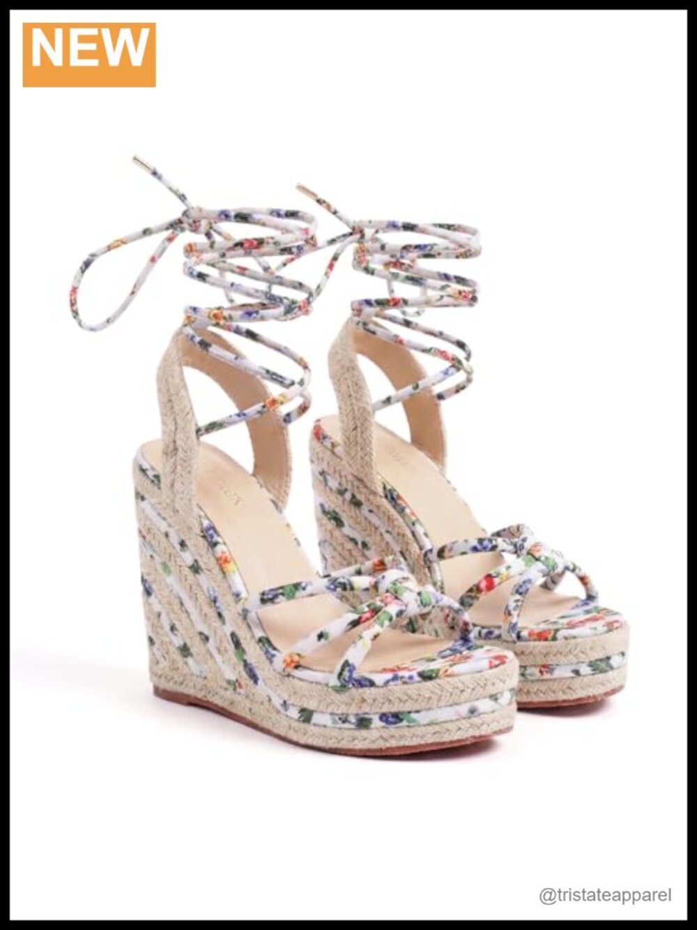 Women's Espadrille Wedge Sandals Floral Lace-Up Crisscross Open Toe